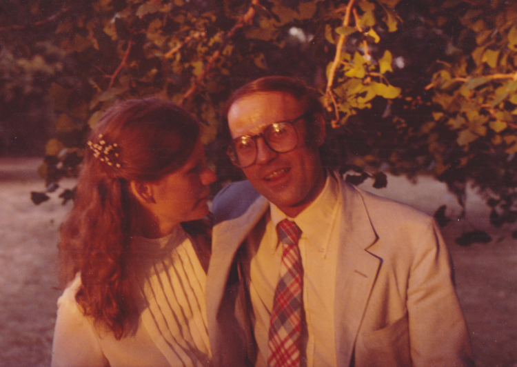 Our wedding anniversary is February 29. This photo was taken at our wedding party in October, 1980.
