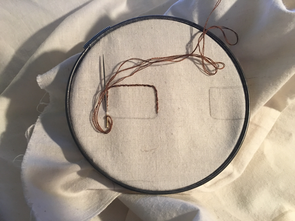 My current progress on an embroidery. It's a window frame, maybe.